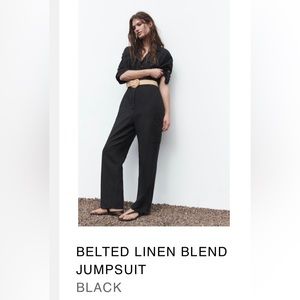 Zara black belted linen blend jumpsuit. Size M. NWT, never worn